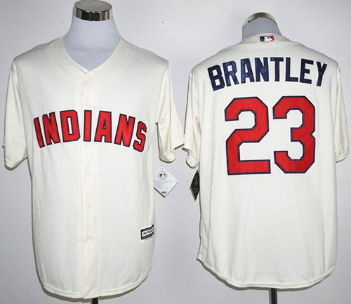 Indians #23 Michael Brantley Cream New Cool Base Stitched MLB Jersey